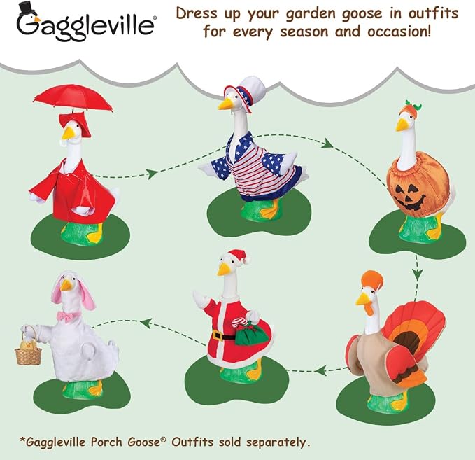 Official Gaggleville Porch Goose Baby Statue � Charming 17" Outdoor | Decorative Figurine for Garden, Patio, or Entryway Accent by Fox Valley Traders