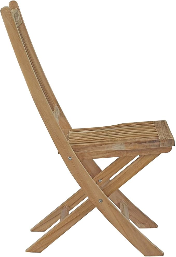 Modway EEI-3284-NAT-SET Marina Premium Grade A Teak Wood 11-Piece Outdoor Patio Dining Furniture Set, Ten Folding Armchair/One Table, Natural