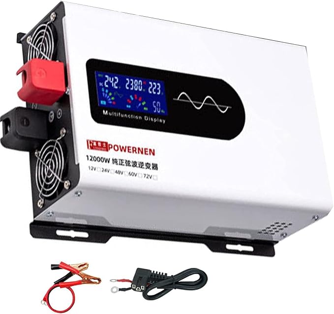 Power Inverter Pure Sine Wave 7000W/8000W/9000W/10000W/12000W/15000W/20000W Peak DC12V/24V/48V/60V/72V to AC 110V/230V 240V Car Converter with Voltage Display & AC outlets(12000W,48Vto110V)