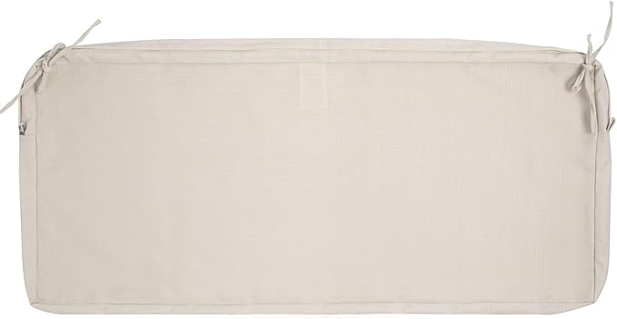 FUNHOME Outdoor Bench Cushion Cover 42 x18 x 3 inch,Water Resistant Cover with Zipper&Ties,Fade-Resistant Slipcover,Patio Porch Swing Cushion Cover Replacement Only,No Insert(Light Beige)