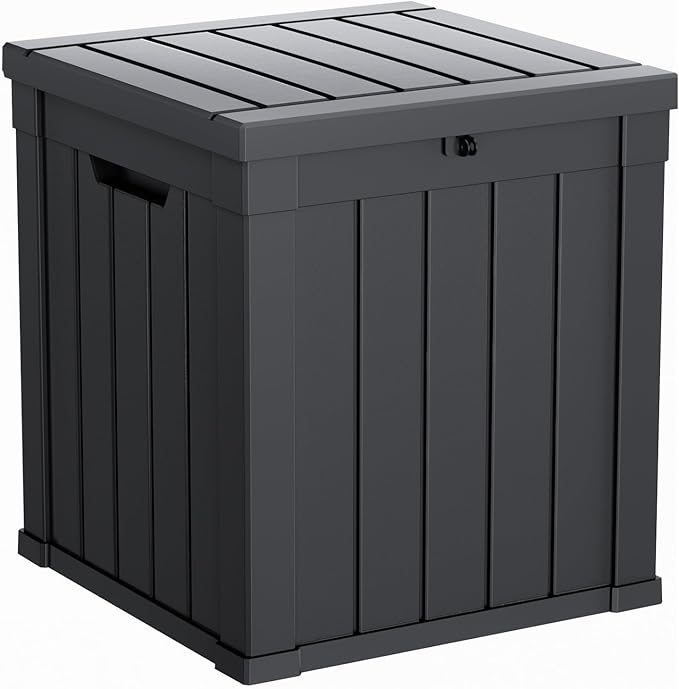Package Delivery Box, Lockable Resin Outdoor Package, Waterproof Deck Box for Porches, Patios, Indoor & Outdoor Use (50 Gallon, Black)