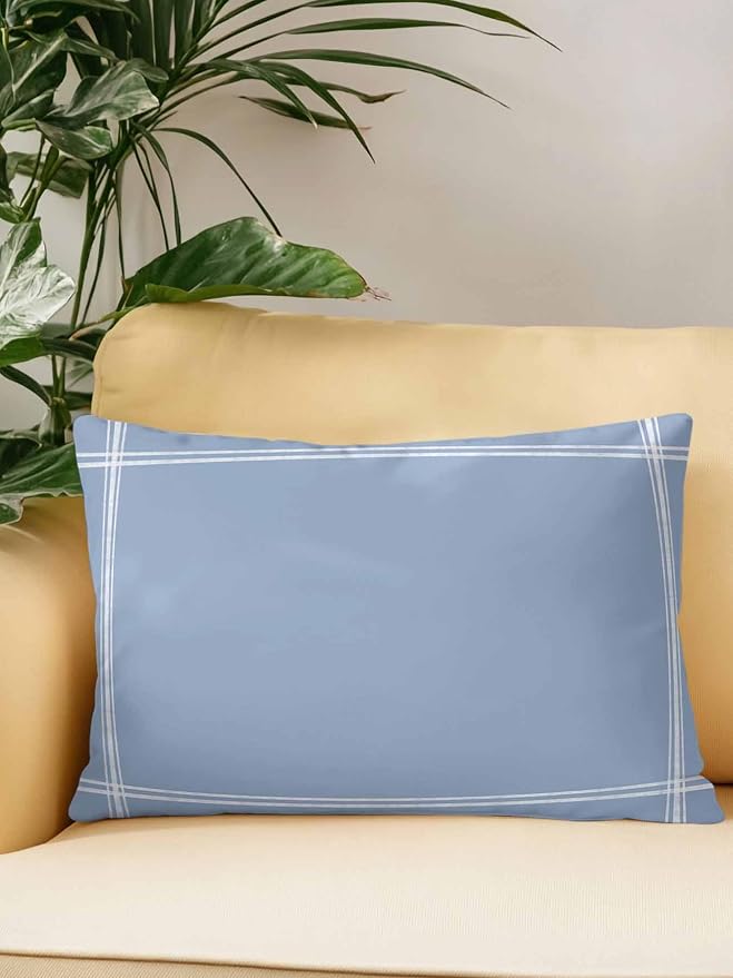 Vandarllin Waterproof Outdoor Pillow 1 Pack Solid Color Decorative Throw Pillows Cover & Insert 20x12 Inch Lumbar Pillowcase Light Blue Pillows for Couch Sofa Bed Patio Furniture Indoor Outdoor