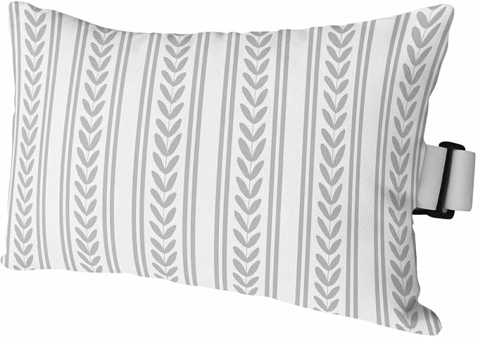 1PCS Outdoor Pillow for Chaise Lounge Chair Modern Rustic Boho Leaves Stripe Waterproof Headrest Cushion with Insert Botanical Gray Leaf Lines Lumbar Pillow for Beach Patio Poolside Office,11x16in