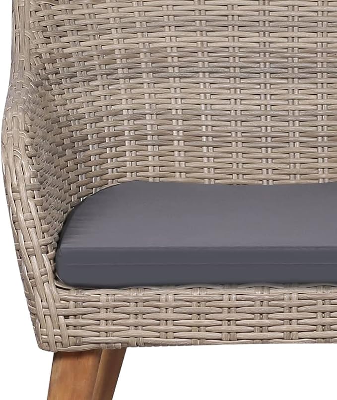 7 Piece Patio Dining Set with Cushions, Solid Acacia Wood and Tempered Glass Table, Powder-Coated Steel Frame for Outdoor Garden