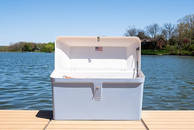 DoxBox Fiberglass Storage Box. US Made Weatherproof Storage with UV-Resistant Gelcoat for Waterfront, Boat, and Outdoor Gear, Rectangle Shape (Slate)