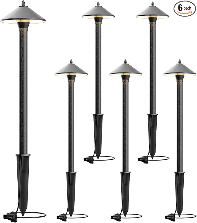 VENUS MANUFACTURING Low Voltage LED Pathway Lights 1.2W Outdoor Landscape Lighting 6 Pack 40 Lumen Landscape Path Lights 2700K for Lawn Patio Yard Walkway Driveway Pathway Garden