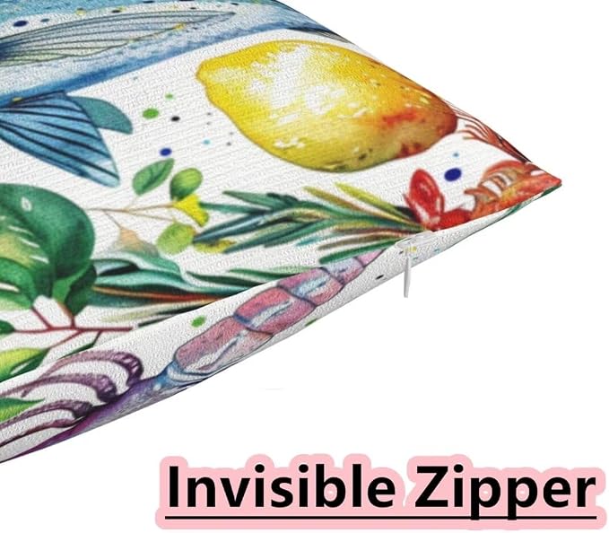 Outdoor Pillows Waterproof Set of 2 Outdoor Pillow Covers 16x24 Inch, Lemon Throw Pillows Fish Pillow Covers, Summer Garden Decorative Pillows Outdoor Pillows for Patio Furniture Car Home Decor -hs242