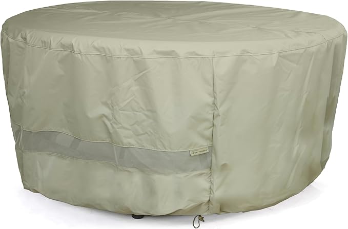 Covermates Elite Round Accent Table Cover – 300D Polyester with Water-Resistant Finish, Mesh Vent & Adjustable Buckle Straps for Outdoor Patio Table Protection, 24DIAMETER x 18H, Khaki