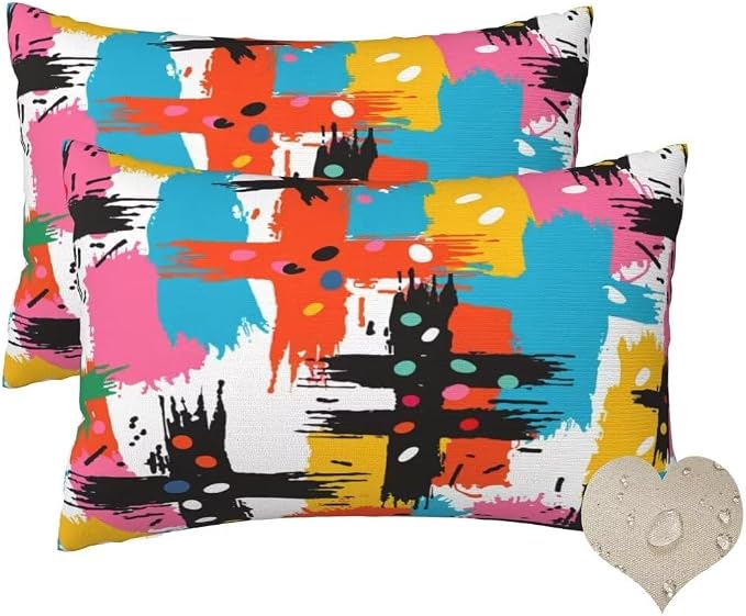 Outdoor Pillows Waterproof Set of 2 Outdoor Pillow Covers 16x24 Inch, Modern Throw Pillows Abstract Pillow Covers, Garden Decorative Pillows Outdoor Pillows for Patio Furniture Car Home Decor -hs288