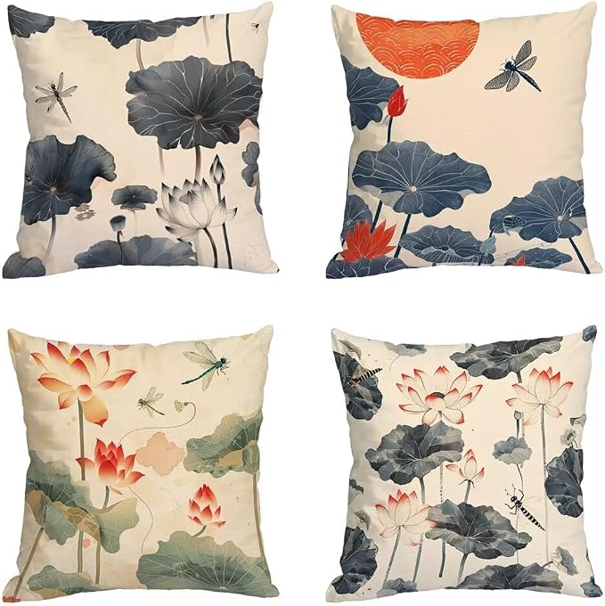 Off White Pillow Covers 14x14 Soft Decorative Throw Pillow Covers Modern Farmhouse Decor Square Pillow Covers Flower Washable Decorative Pillowcases for Home Decor Sofa Bedroom Car Gifts for Women V-5