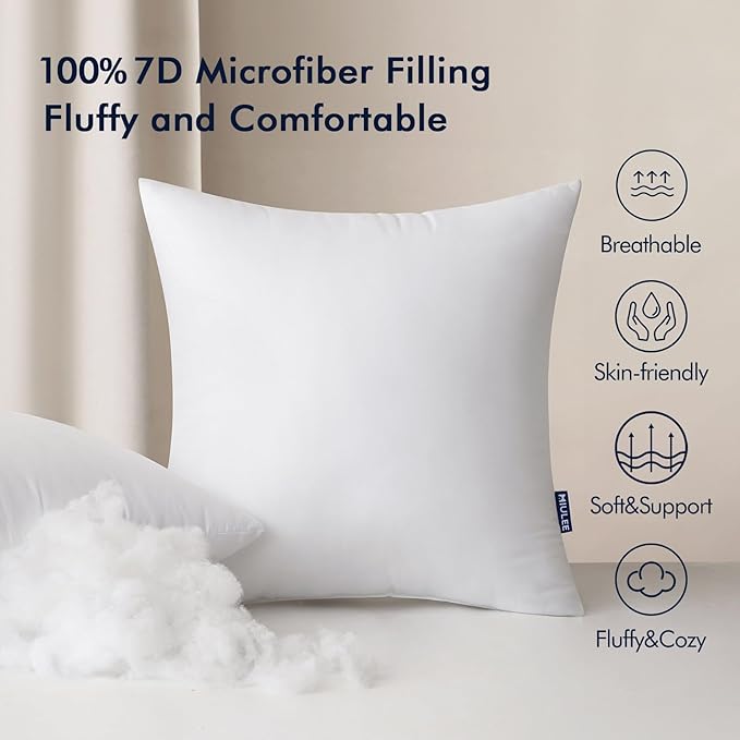 MIULEE Pack of 2 Decorative Outdoor Waterproof Pillow Covers 18x18 Inch Yellow with 2 Packs of Outdoor Pillow Inserts