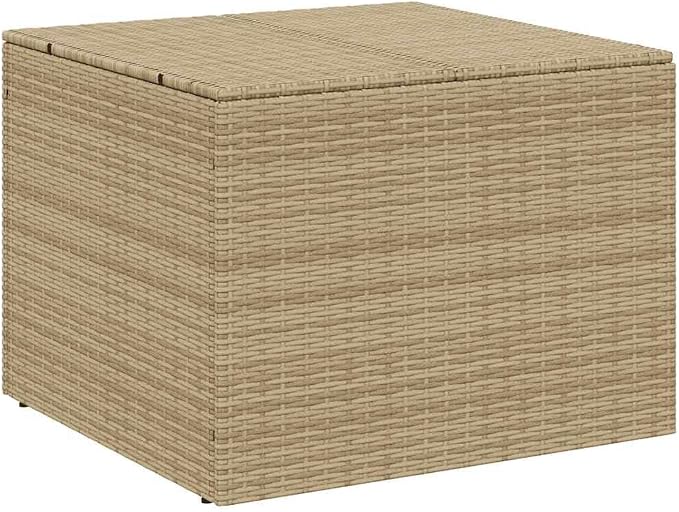 Outdoor Garden Storage Box 77 Gallon Deck Box with PE Rattan Finish, Weather Resistant Patio Organizer for Cushions and Blankets, Mix Beige