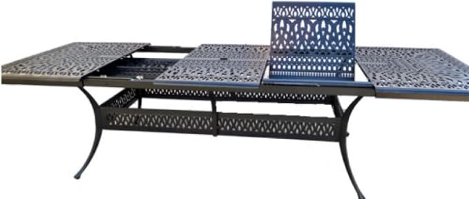 Santa Clara Outdoor Cast Aluminum Powder Coated 11-Piece Dining Set with Extendable 48x132 Table (with 10 Swivel Rocking Chairs)