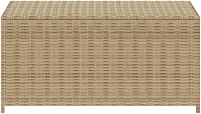 vidaXL Garden Storage Box, Outdoor Cushion Storage Box with Lid, Patio Furniture, Toy Chest, Modern Style, Mix Beige 50.2 Gal Poly Rattan