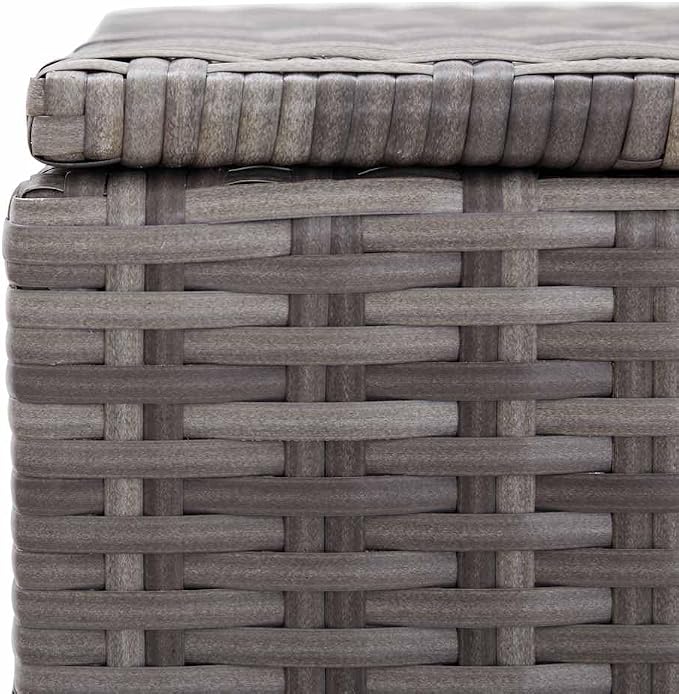 Gray Outdoor Storage Box Bench 59.1x19.7x23.6 Inches, PE Rattan Patio Furniture Cushion Organizer with Steel Frame, Multi-Functional Deck Box for Pillows Blankets Garden Tools