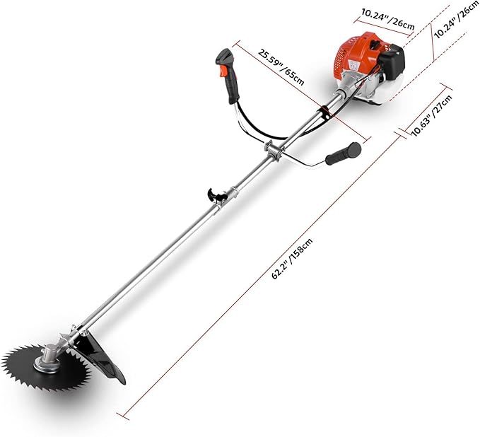 COOCHEER 58cc Gas Weed Eater, 4 in 1 String Trimmer 2-Cycle Gas Powered Weed Wacker Brush Cutter with 18.5’’ Cutting Path, Straight Shaft Weed Trimmer Grass Cutter for Yard, Garden Care, Orange