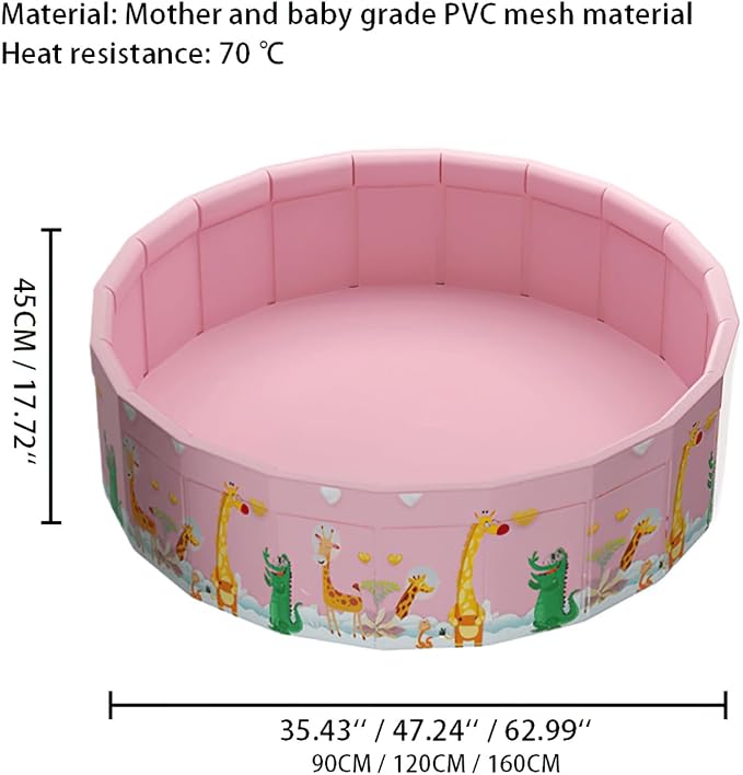 Folding Non Inflatable Swimming Pool, Home Swimming Pool, Mesh PVC Material, Suitable for Backyard Swimming Pool (Pink, 63inch)