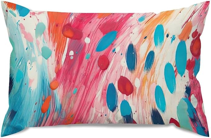 Make It Rain Fiesta Lumbar Cushion Cover Rainbow Colorful Pillow Case 12x20in Abstract Accent Throw Pillow Covers Farmhouse Decorative for for Home Decor Sofa Bedroom Car