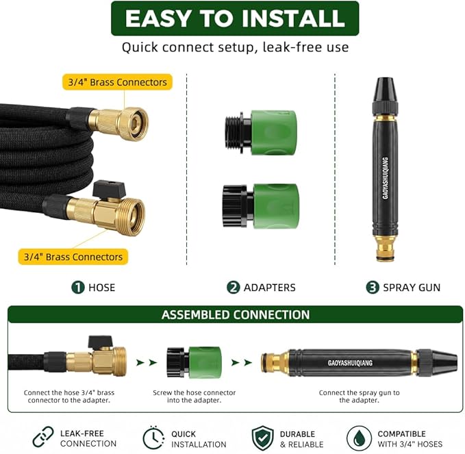High Pressure Power Washer Nozzle with Connector Set, Garden Hose Pressure Washer, Sturdy Cleaning Accessory for Car Washing and Outdoor Cleaning (3 Set)