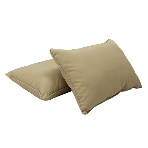 Factory Direct Partners Presidio 16" x 24" Lumbar Decorative Throw Pillow Set with Piping for Indoor/Outdoor Furniture UV, Fade, Weather-Resistant Olefin Fabric (2-Pack) - Beige Sand, 13813-SD