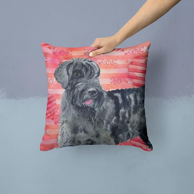 Caroline's Treasures BB9747PW1414 Giant Schnauzer Love Fabric Decorative Pillow, Red Machine Washable, Indoor Outdoor Decorative Pillow for Couch, Bed or Patio, 14Hx14W