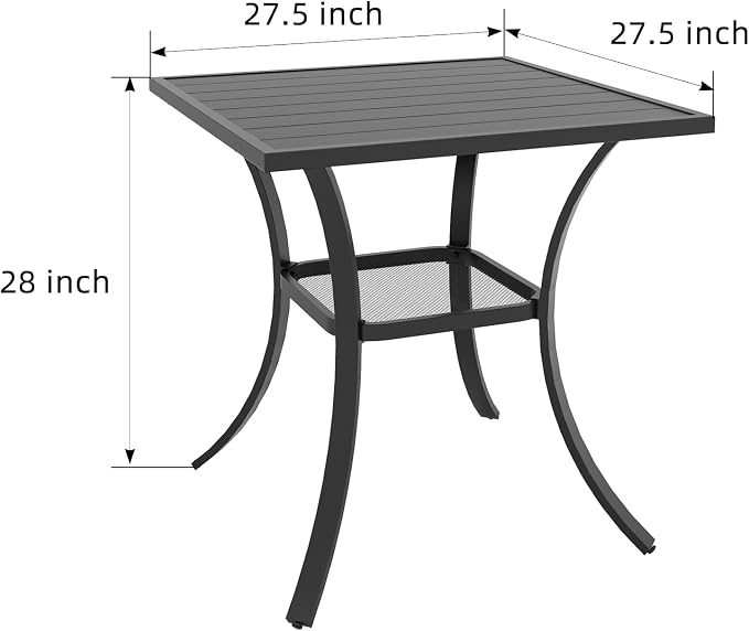 Outdoor Dining Set,27.5" x 27.5" x 28" Square Patio Table with 2pcs Swivel Chairs,Outdoor Furniture Set for Garden Backyard Lawn Poolside