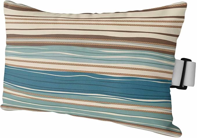 Outdoor Pillows Covers with Inserts Boho Style Horizontal Stripe Waterproof Recliner Pillow with Adjustable Strap Throw Pillows for Patio Furniture Pool Lounge Chair, 11x16 inch, 1PCS