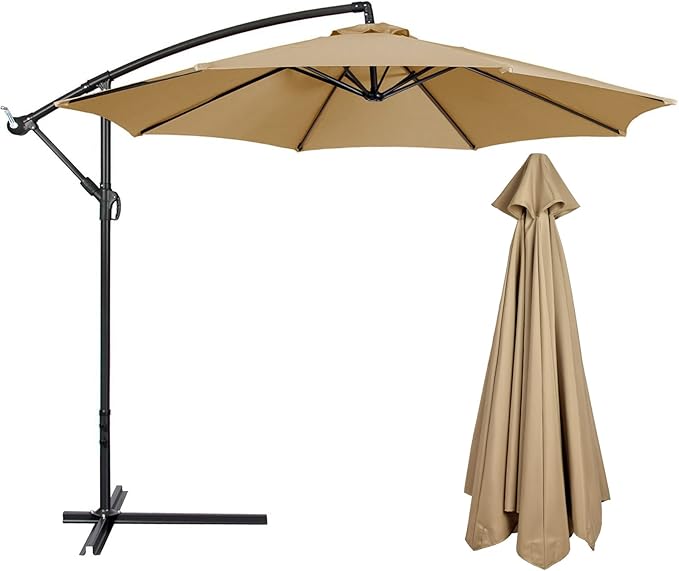 belupai 10ft Patio Umbrella Replacement Canopy, 6 Ribs Canopy Replacement Water Resistant Patio Canopy Outdoor Table Market Yard Umbrella Top Outdoor Umbrella Canopy for 56-58in Ribs (Canopy Only)(Tan, 6 Ribs)