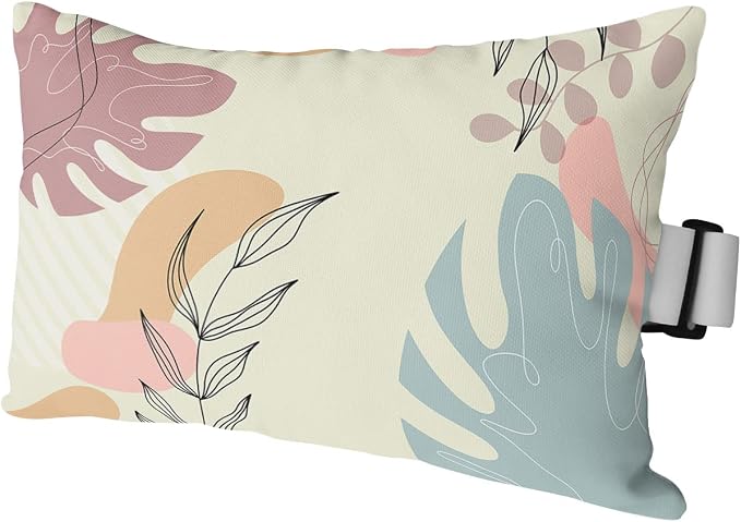 Outdoor Pillows Covers with Inserts Boho Abstract Minimalist Geometric Leaves Waterproof Recliner Pillow with Adjustable Strap Throw Pillows for Patio Furniture Pool Lounge Chair, 12x20 inch, 1PCS
