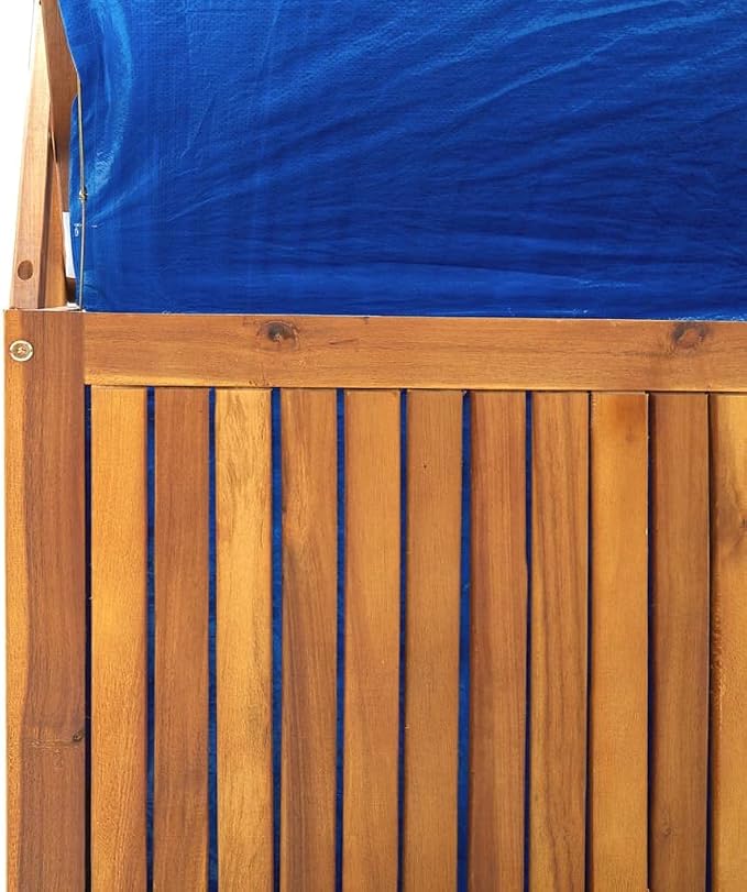 39"x19.7"x63" Outdoor Storage Box with Trellis, Solid Acacia Wood Patio Deck Box for Garden Tools, Rustic Brown, Weather-Resistant Chest for Yard, Balcony & Porch
