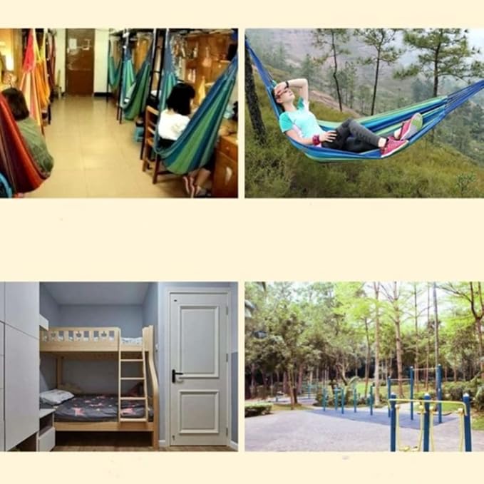 Two-Person Canvas Fabric Hammock with Travel Bag - Ideal for Outdoor and Indoor Use in Patios and Backyards - Holds up to 330 lbs