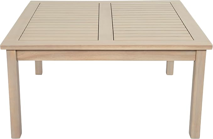 Christopher Knight Home Lila Acacia Wood Outdoor Patio Furniture Set for 6, Patio Conversation Set with 4-Seater Sofa + 2 Club Chairs and Coffee Table, Patio Sofa Set with Cushions, Light White+Sand