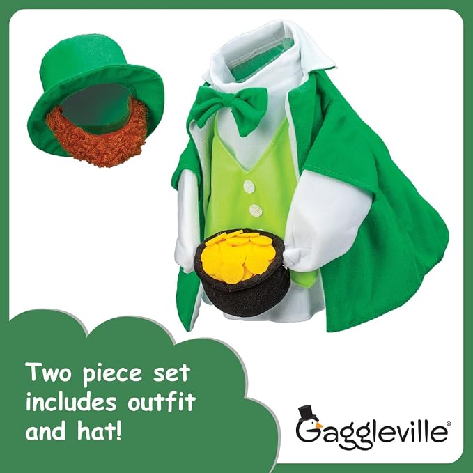 Gaggleville Lucky Leprechaun Goose Outfit, Fits Large 23" H Statue, St. | Patrick�s Day Costume for Lawn Decor, by Fox Valley Traders