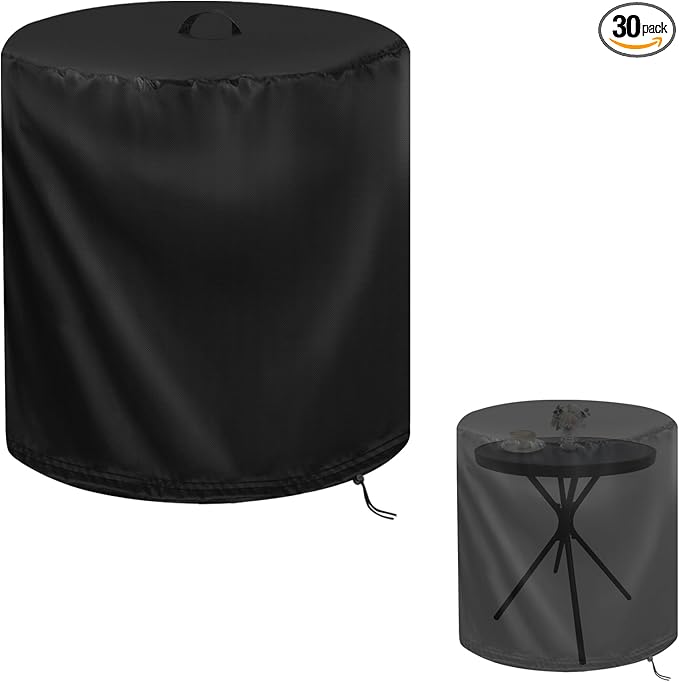 Patio Table Cover for Decksplore 23.6” Outdoor Patio Side Table, Waterproof Bistro Table Round Table Cover Small End Table Cover- 24"D x 27"H, Black