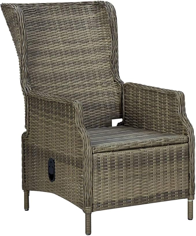 9 Piece Patio Dining Set with Cushions, Brown Poly Rattan Outdoor Furniture with Powder-Coated Steel Frame and Glass Tabletop