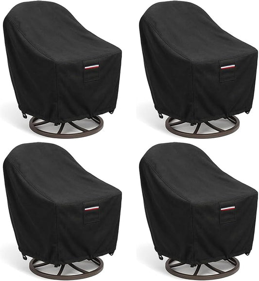 Outdoor Patio Chair Covers, Heavy Duty 600D Oxford Fabric, Weather Resistant Waterproof Furniture Protectors, Black, 30x34x36 Inches, 4-Pack