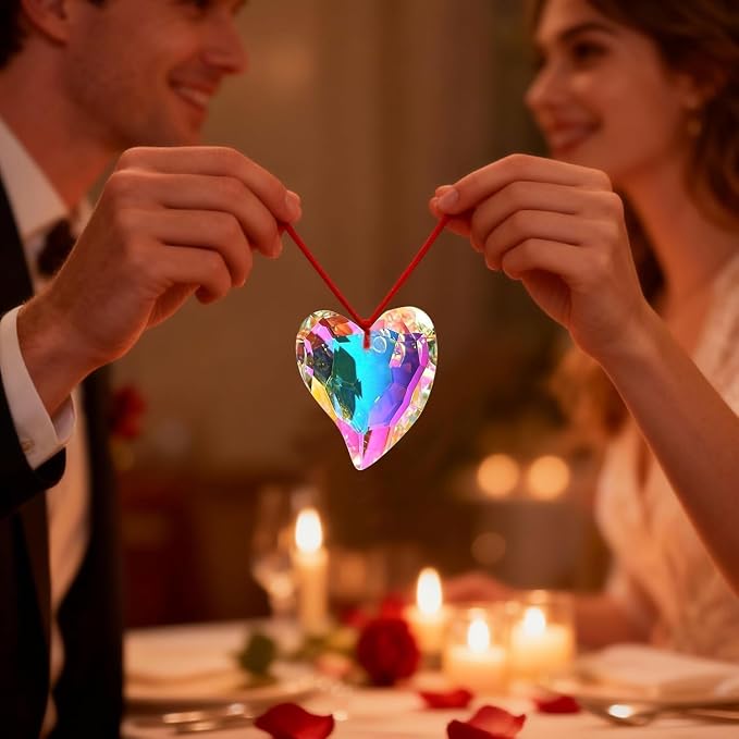70mm Heart Crystal Prisms Suncatchers for Window Hanging Rainbow Maker Gift | Colorful,Sun Catcher Indoor Window,Glass Ornament for Christmas Tree Valentine's Anniversary Wedding Party Decoration
