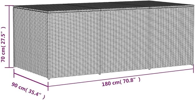 Outdoor Storage Box Poly Rattan Garden Deck Chest with Zipped Liner and Gas Lift Mechanism for Patio Furniture Cushions and Pillows Large Wicker Trunk in Various (180 x 90 x 70 cm)