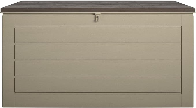 Cosco Outdoor Living 180 Gallon Patio Storage Box, Extra Large, Lockable Lid, Weather-Resistant, Tan/Brown