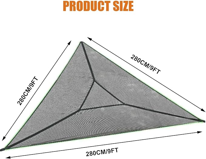 OVARIA Triangle Hammock, 9.8ft Camping Net Hammock Max 330 lbs, Portable Multi Person Hammocks with 3 Tie Down Straps Net Pocket