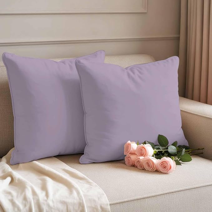 Throw Pillow Covers 18x18 Inch Set of 2, Purple Solid Color Waterproof Outdoor Pillow Covers, Aesthetics Contemporary Luxury Decorative Cushion Pillowcases for Couch, Sofa, Bed, Garden, Patio