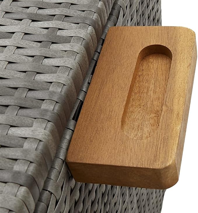 Patio Storage Box with Wheels Light Gray 47.2"x25.6"x24" PE Rattan Deck Box for Outdoor Furniture Cushions Toys Garden Pool Accessories