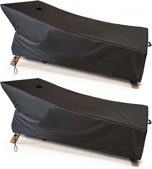 SIHAIAN Patio Lounge Chair Cover Waterproof Outdoor Chaise Lounge Covers UV Resistant Special Fixed Design 86Lx32Wx35H Black 2Pack Patio Furniture Covers
