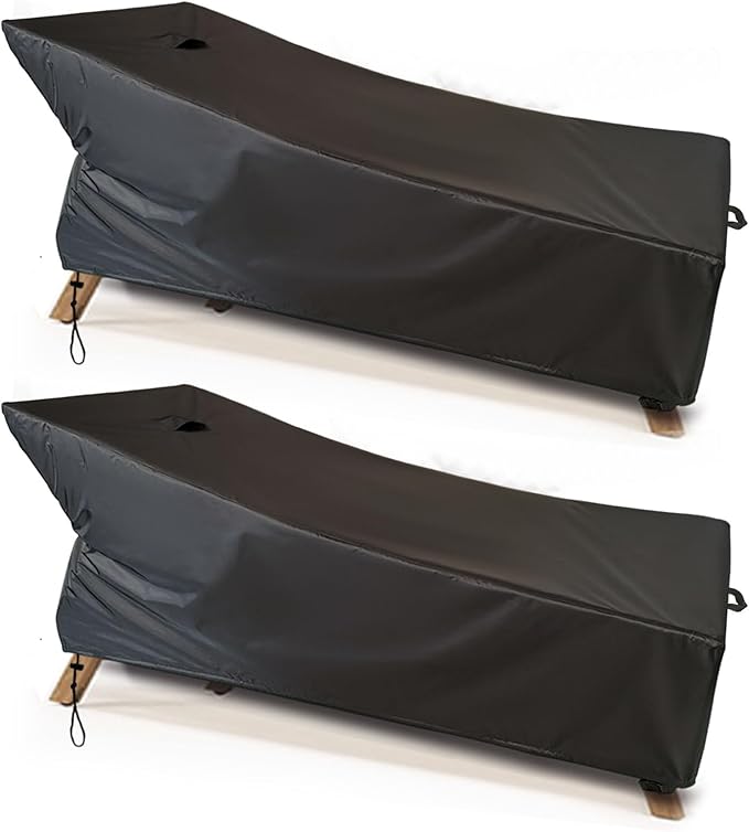 SIHAIAN Patio Lounge Chair Cover Waterproof Outdoor Chaise Lounge Covers UV Resistant Special Fixed Design 68Lx32Wx32H Black 2Pack Patio Furniture Covers