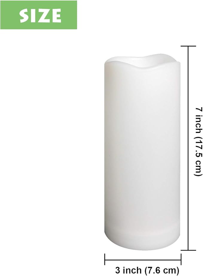 Waterproof Outdoor Flameless Pillar Candle with Timer Battery Operated Electric LED Candle Set for Gift Home Décor Party Wedding Supplies Garden Halloween Christmas Decoration, 1 Pack, 3” x 7”