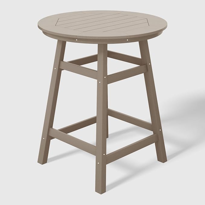 WestinTrends Malibu 5-Piece HDPE Outdoor Patio Dining Bar Bistro Table Set with Counter High Round Bar Stools