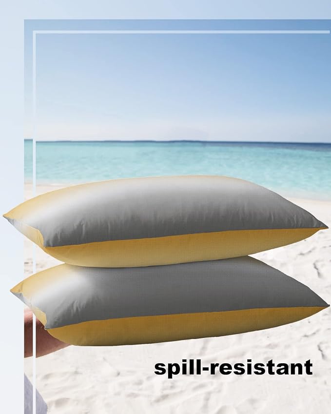 Outdoor Waterproof Throw Pillow Covers Set of 2 Yellow and Grey Ombre Lumbar Pillowcases 20x12 Inches Gradient Color Patio Decorative Pillows Cushion Case Patio Pillows for Couch Bed Chair Garden