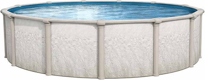 Lake Effect Pools 'Antigua' 12 ft Round Above Ground Swimming Pool | 52 Inch Steel Sided Walls | Kit Includes: 25 Gauge Overlap Liner & Widemouth Skimmer