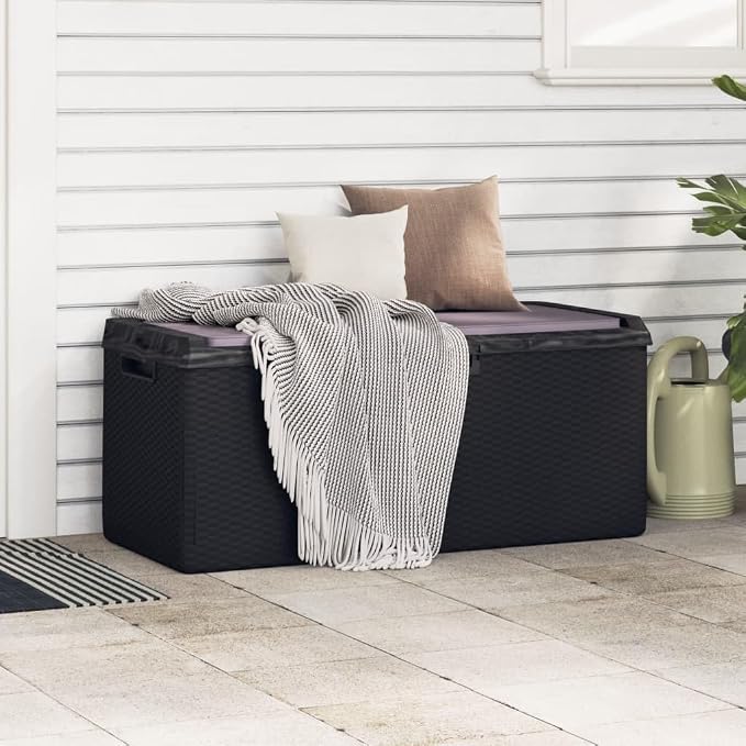 Outdoor Garden Storage Box 92.5 Gallon Deck Box for Patio Furniture Cushions Tools Weather Resistant Rectangular Anthracite