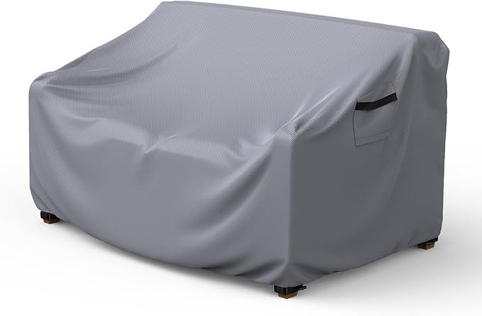 Heavy Duty Patio Sofa Cover, Mrrihand 3-Seater Outdoor Sofa Loveseat Cover, Outdoor Patio Furniture Cover with Air Vent and Handles, 88" W×33" D×32" H, Grey